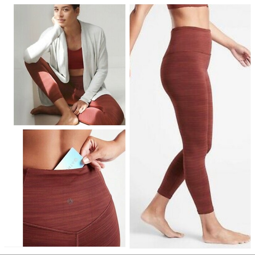 Athleta Elation textured 7/8 tight leggings in Dried Cinnamon Small